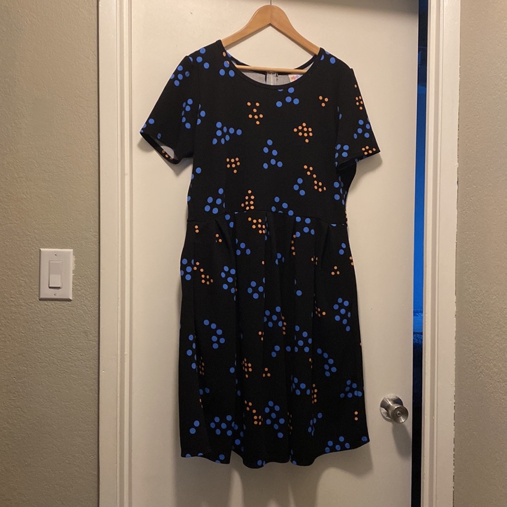 Lularoe High Waist Pleated Midi Pocket Dress